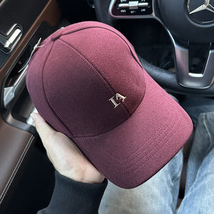 酒红色鸭舌帽女2025新款美式百搭帽子男款秋冬季高品质硬顶棒球帽