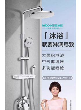 四季沐歌明装全铜冷热家用明管明接淋雨淋浴花洒套装M-A02470-1DA