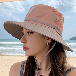 韩国字母渔夫帽子女士旅游登山帽太阳帽夏户外防晒盆帽西部牛仔帽