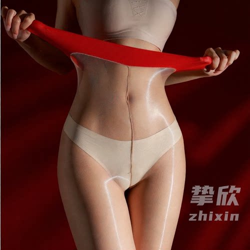 挚欣 [红腰一线裆】极光高透丝袜女性感丝滑油亮连裤袜开档男jj套