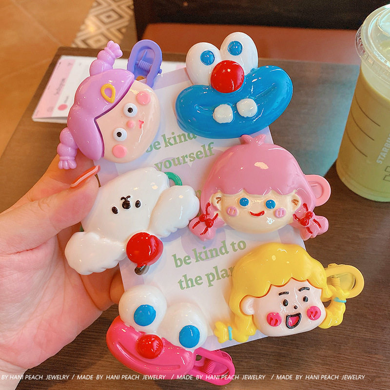 多巴胺儿童宝宝发饰chao萌卡通女孩搞怪龅牙大眼怪侧边发夹