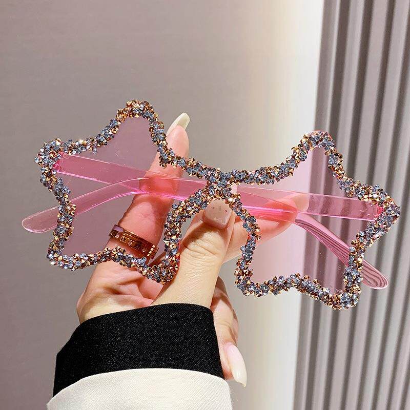 儿童眼镜饰品个性糖果色男孩女孩搞怪拍照ins风星星镶钻太阳镜