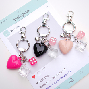 ins风韩国胖胖爱心多色超可爱玫红桃心挂件百搭钥匙扣包包挂饰