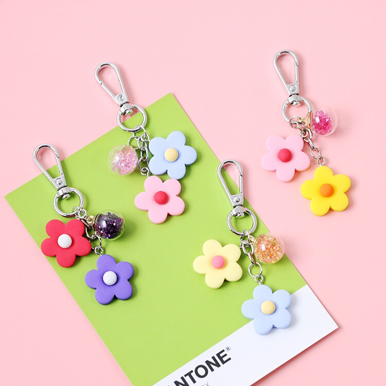 꽃 벨 키 체인 요정 캔디 컬러 꽃 가방 펜던트 자동차 액세서리 AIRPOD 펜던트