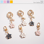 新款 樱花金属钥匙扣挂件简约少女心花朵手机装 饰包包挂件配饰