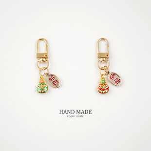 小红书招财吞金兽钥匙扣古法珐琅烧汽车u盘手机吊坠包包情侣挂件