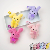 韩国爱心可爱卡通超软毛绒生肖兔子钥匙扣挂件ins风包包汽车挂饰
