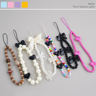 ins辣妹风蝴蝶串珠ccd相机挂绳手机壳配饰链条拍立得防丢便携手链