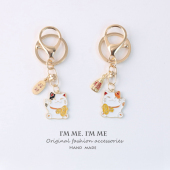 新年ins简约日系和风招财猫钥匙扣樱花包包挂件配饰品