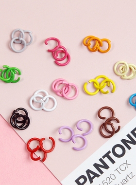 Diy自制钥匙扣挂件马卡龙色10mm8mm金属烤漆小单圈连接环开口C圈