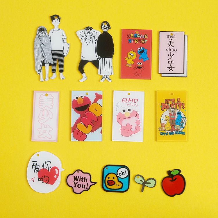 diy双层亚克力钥匙扣贴片双层diy