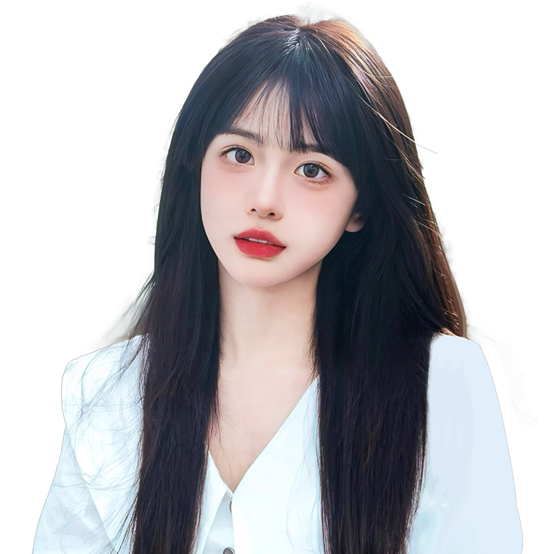 千姬假发真发全真人发女新款长发空气刘海真发头套全真自然假发套