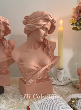 喝彩生活 琴女中古风树脂装饰摆件人物石膏像创意ins雕塑摆拍道具