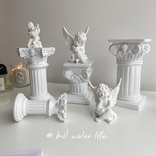 Colorlife韩国ins风罗马柱桌面摆件客厅造景简约北欧拍摄道具