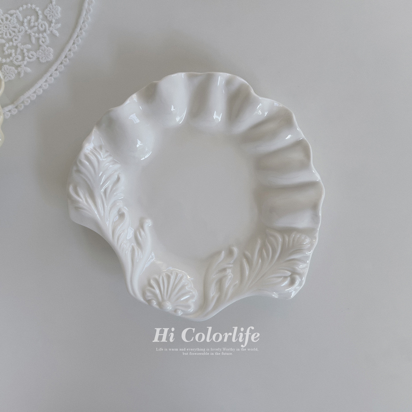 HiColorlife扇灵贝釉下彩甜品盘