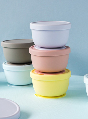 DAILYLIKE 婴幼儿硅胶带盖吸盘辅食碗 baby meal crip bowl