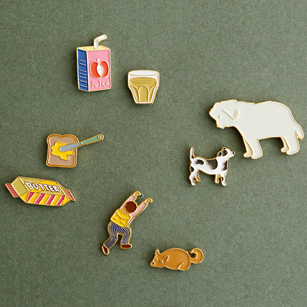 韩国dailylike小清新可爱卡通装饰别针胸针情侣闺蜜金属徽章 2枚