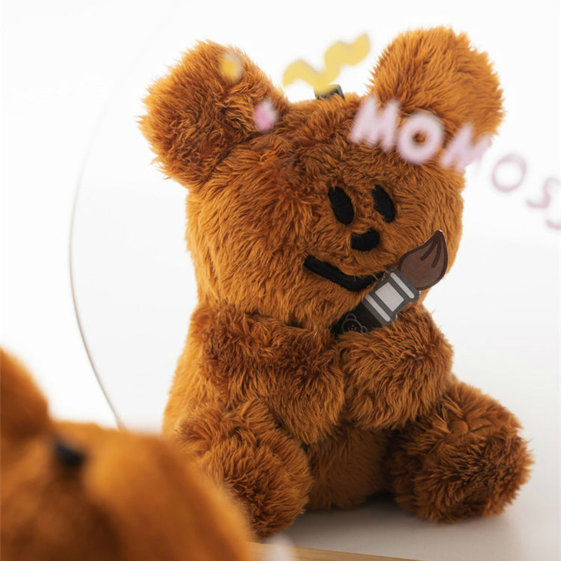 韩国live work 可爱表情小熊坐着毛绒钥匙链 包包背包书包挂件