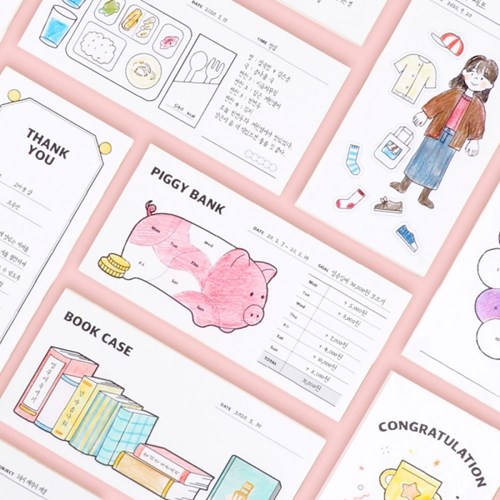 韩国DIY填色图案备忘记事便签