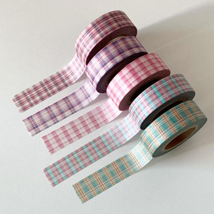 韩国popo factory 和纸手帐纸质胶带 Pastel Check