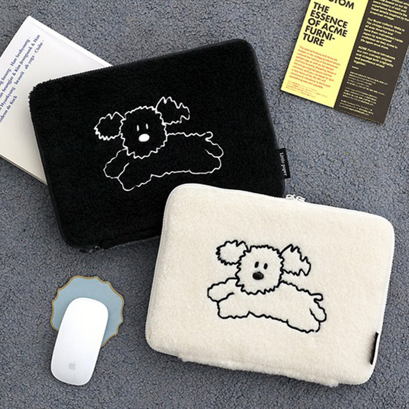 韩国romane小众苹果11寸ipad第九代平板保护包 毛绒狗拉链收纳袋
