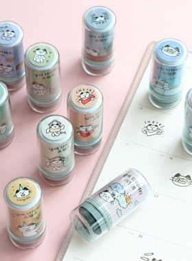 韩国iconic可爱猫咪卡通黑色日记印章 超萌手帐DIY装饰免印泥图章