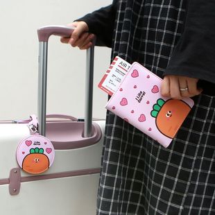 韩国Pinkfoot可爱女旅行皮护照夹行李牌 网红登机牌保护套收纳包