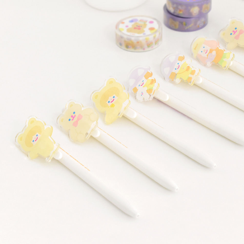 韩国rico&subaco联名款 可爱白色圆珠笔一支笔 女生款小仙女