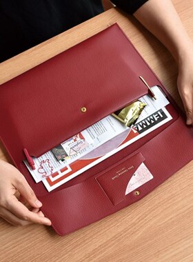 韩国Plepic文具气质A4商务办公信封式皮质手拿文件包文件袋资料袋