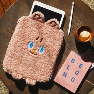 韩国SECOND MANSION高颜值可爱毛绒苹果11寸ipad平板收纳包保护套