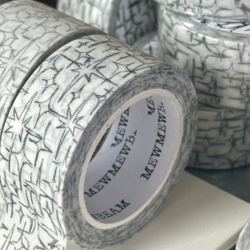 韩国mewmewbeam黑灰星星胶带