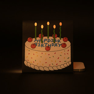 韩国ohlollyday 永不熄灭的蜡烛立体生日贺卡 创意高级感