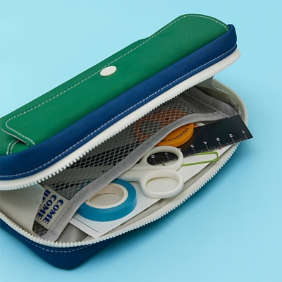 韩国livework 纯色大容量简约防水笔袋 便携学生学习文具收纳包