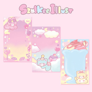 seolkee illust 粉色少女插图备忘便签记录册 云朵(3款选)