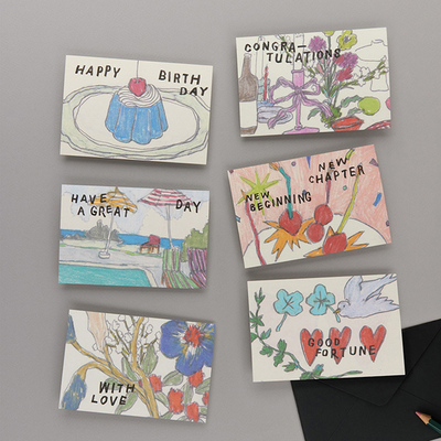 韩国live work 文艺手绘插画卡片明信片 POSTCARD