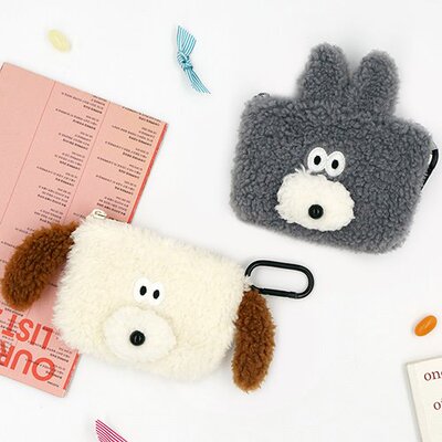 ROMANE毛绒毛球零钱包卡