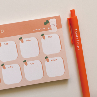 韩国malling 兔子胡萝卜拍纸本周计划本 weekly plan 100页