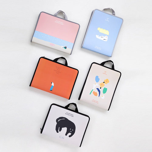 韩国live work可爱手提a4拉链文件包 学生资料包补习包便携公文袋