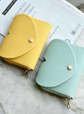 韩国Plepic甜美爱心卡包时尚搭扣皮面男女银行卡名片包收纳零钱包