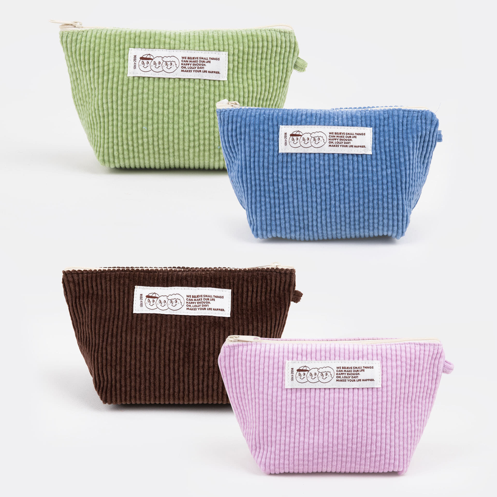 韩国ohlollyday 小号中号泡芙灯芯绒三角收纳包 收纳袋 化妆包