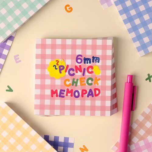 韩国wannathis盐系小清新6mm格子便签本 彩色便条纸备忘本子 100p