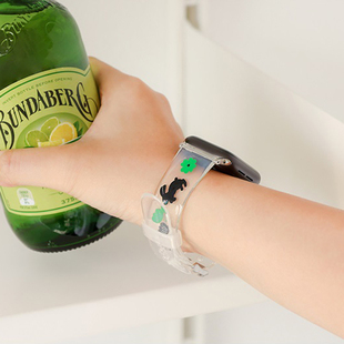 韩国romane 苹果SE iwatchs8 S7 兔子透明TPU手表表带 38-41mm