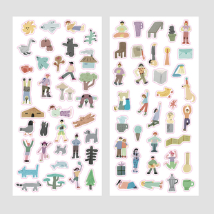 韩国ANALOGUE KEEPER 25年ANA新品 彩色人物手帐装饰贴纸咕卡拼贴