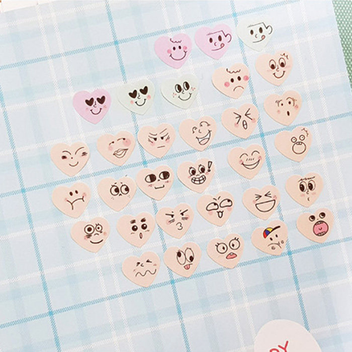 韩国iciel 爱心表情手帐装饰贴纸 日记本素材