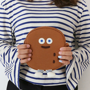 韩国romane 可爱花生化妆包 女士腕带数码整理袋收纳包口红包 XL