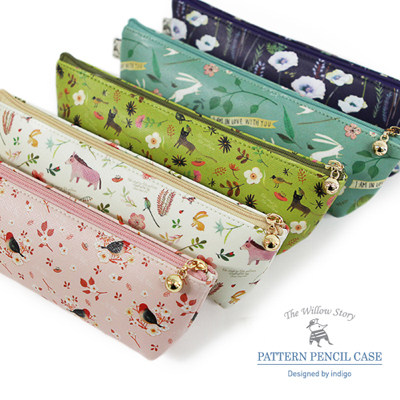 韩国indigo正品文具 女生甜美田园风船型笔袋 皮质文具袋小收纳包