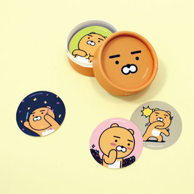 韩国funnyd可爱屁桃卡通圆形标签礼物包装装饰贴纸 贴画套装 20p