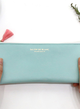 韩国Plan d 简约女生 小清新可爱 女孩初中生中学生皮质流苏笔袋