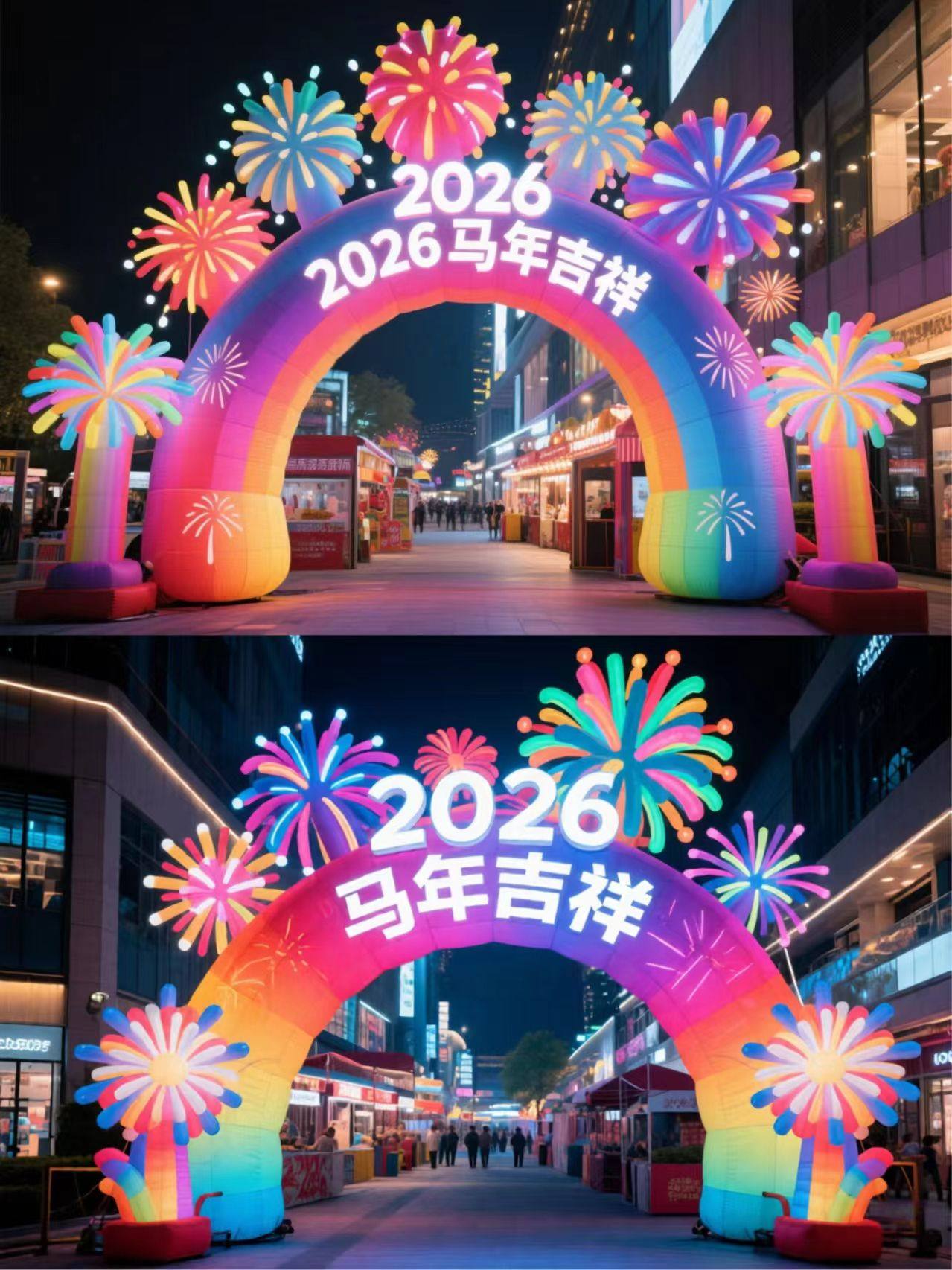 充气网红美陈打卡通毛绒定制爱心印字广告气模花朵造型国庆中秋节