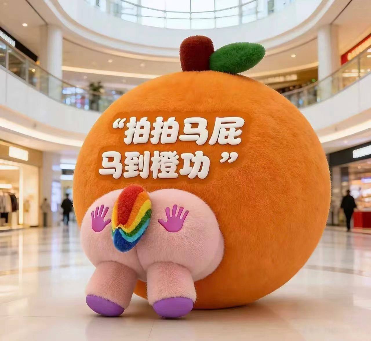 充气网红美陈打卡通毛绒定制爱心印字广告气模花朵造型国庆中秋节